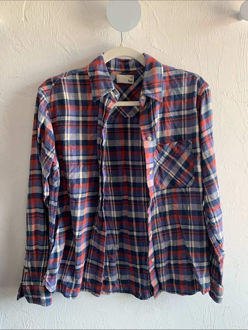 Wilfred Free XS Plaid Flannel Shirt - Blue, White & Red